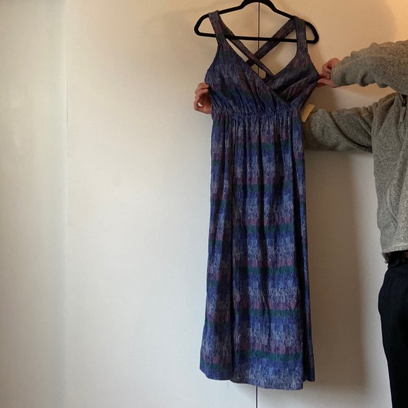 👗 NWT Universal Thread Navy Purple Striped Cross Back Linen Dress sz XS 💜 - Picture 3 of 11